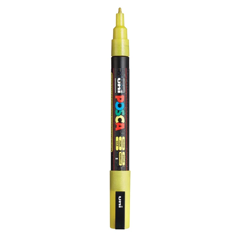 Posca PC-3M Verfstift Glitter Geel - Acrylmarker Fijn