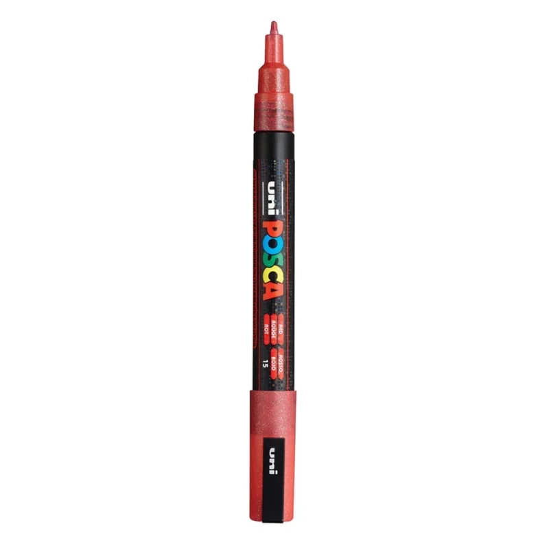 Posca PC-3M Verfstift Glitter Rood - Acrylmarker Fijn