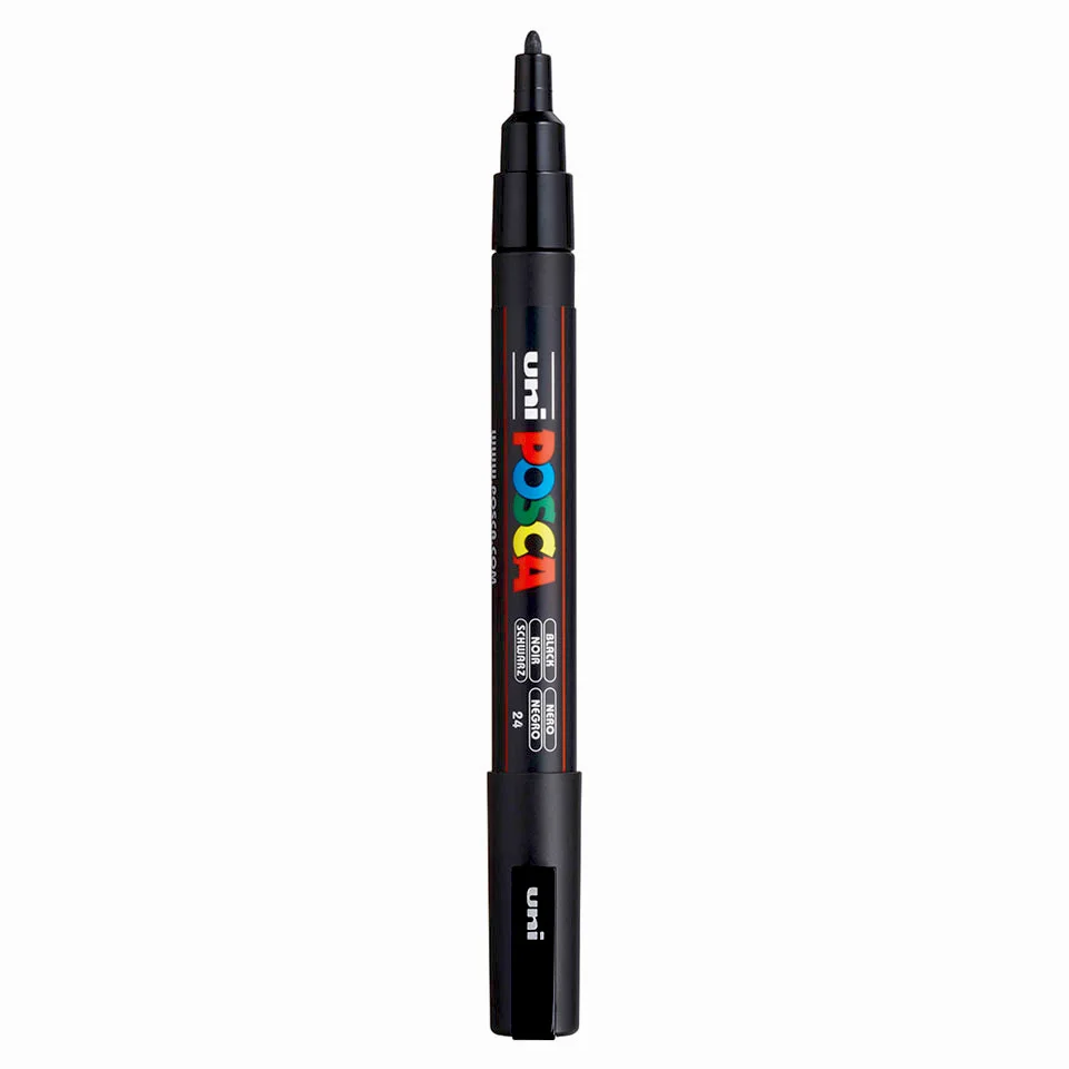 Posca PC-3M Verfstift Zwart - Acrylmarker Fijn