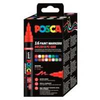 Posca PC-5BR Verfstift Set Standaard Kleuren 16 Stuks - Acrylmarker Brush