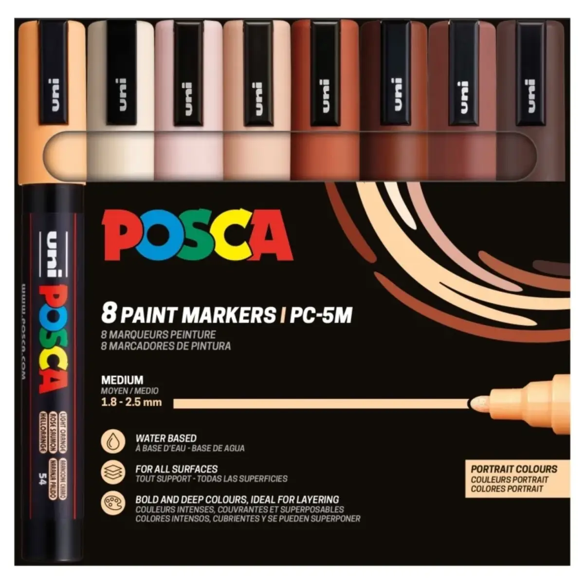 Posca PC-5M Verfstift Set Portret Kleuren 8 Stuks - Acrylmarker Medium