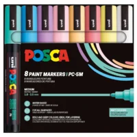 Posca PC-5M Verfstift Set Zachte Kleuren 8 Stuks - Acrylmarker Medium