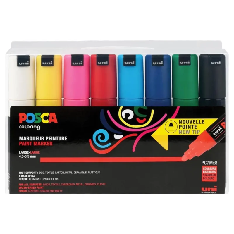 Posca PC-7M Verfstift Set Standaard Kleuren 8 Stuks - Acrylmarker 5mm