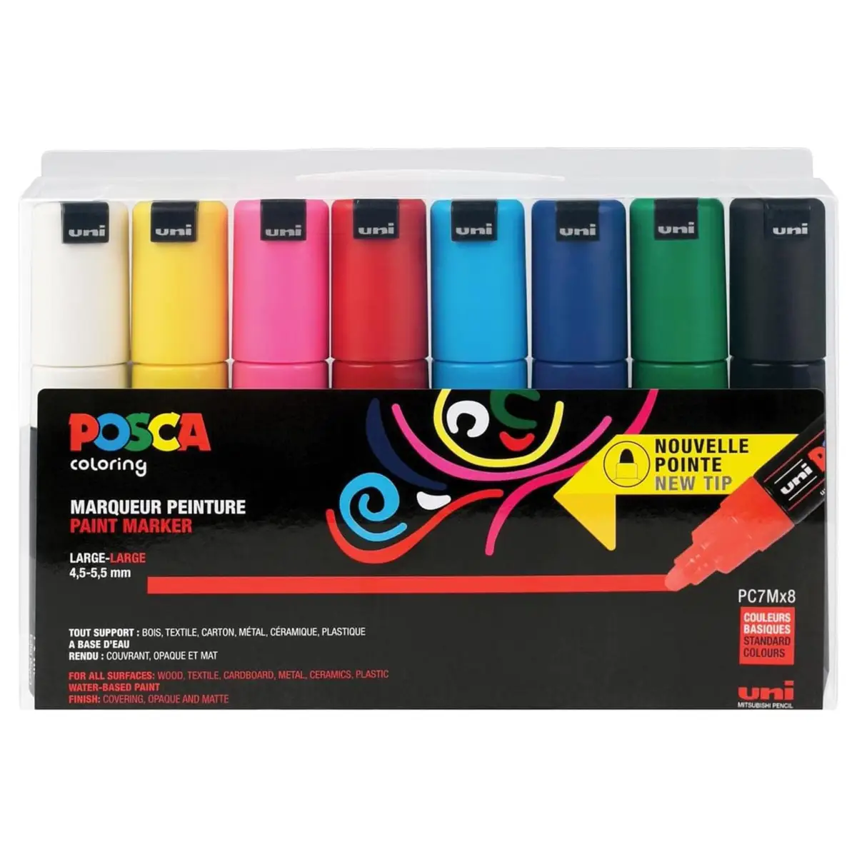 Posca PC-7M Verfstift Set Standaard Kleuren 8 Stuks - Acrylmarker 5mm