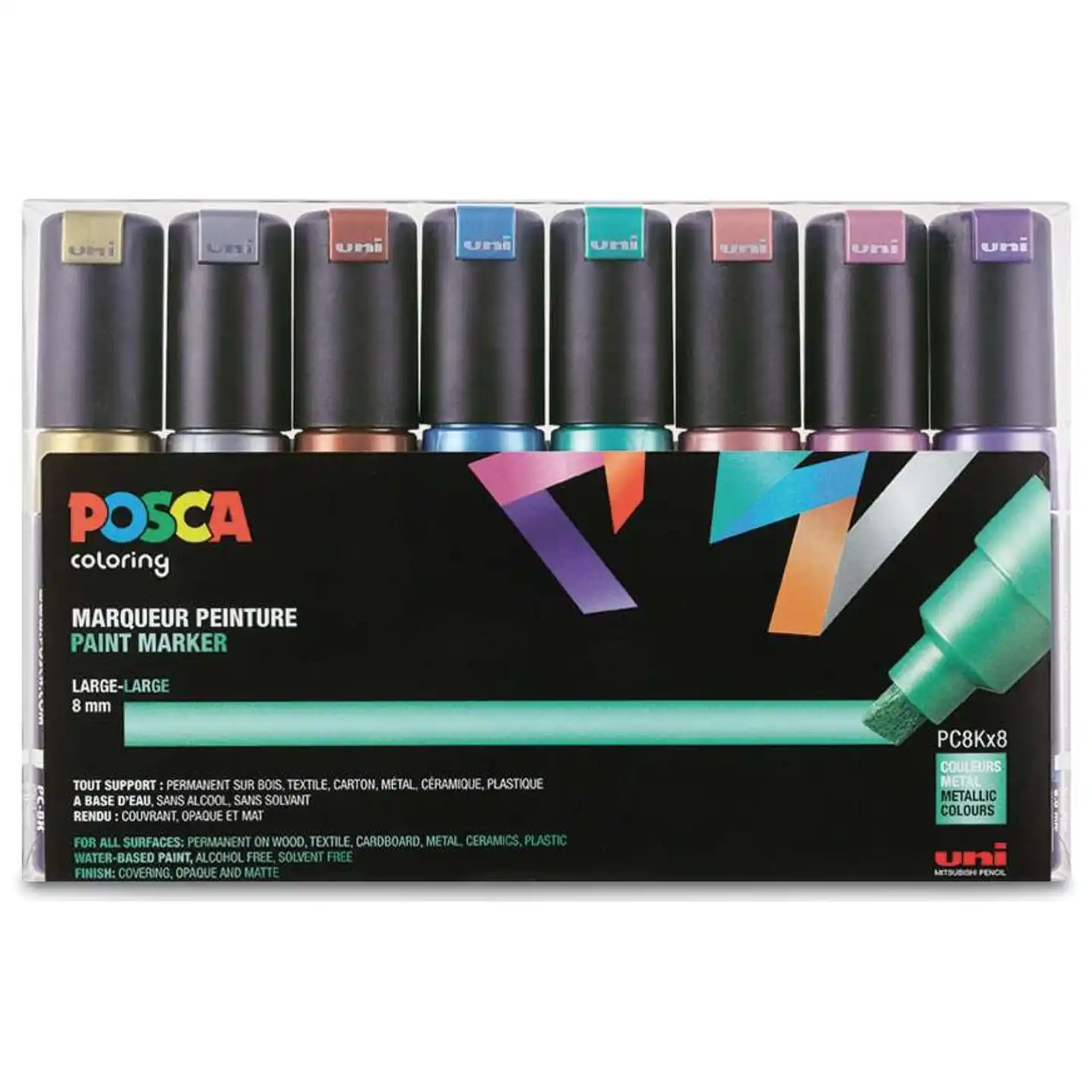 Posca PC-8K Verfstift Set Metallic Kleuren 8 Stuks - Acrylmarker 8mm