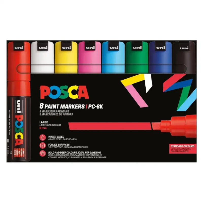 Posca PC-8K Verfstift Set Standaard Kleuren 8 Stuks - Acrylmarker 8mm
