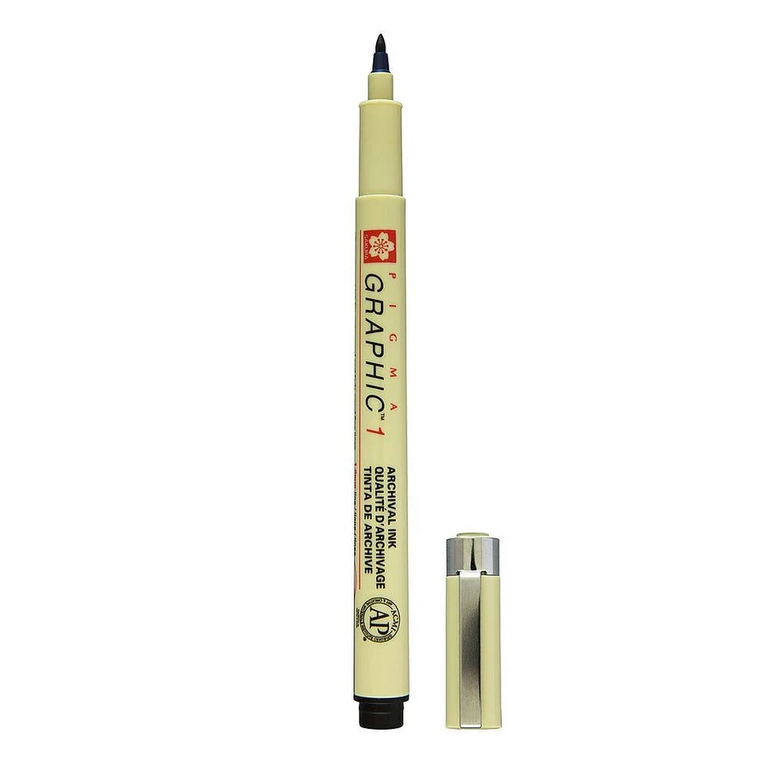 Sakura Pigma Graphic Pen 1 Zwart - Beitelpunt 1 mm