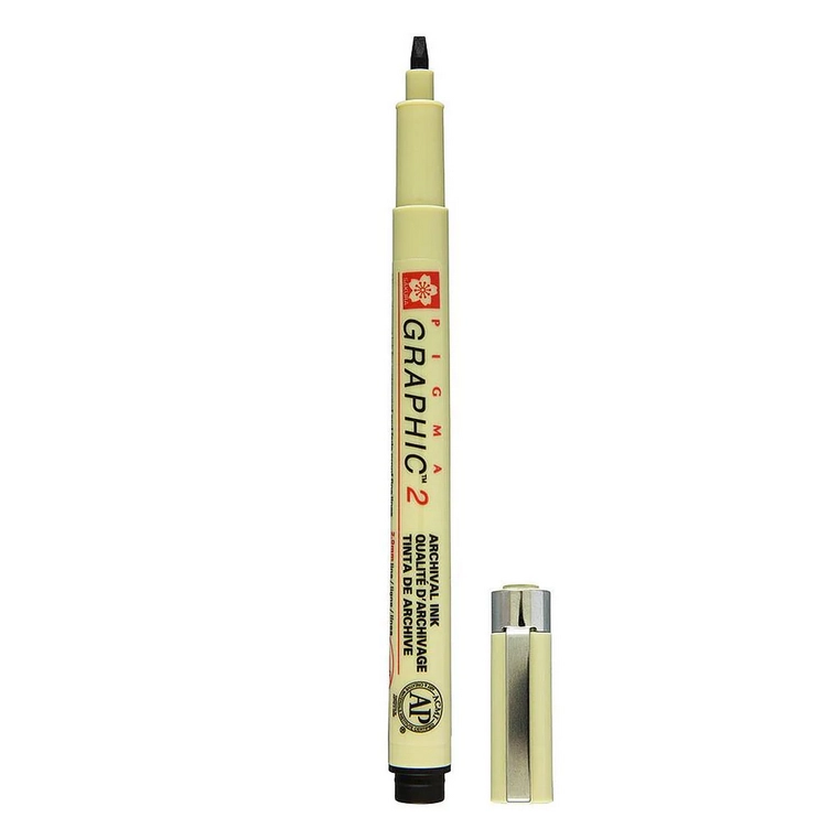 Sakura Pigma Graphic Pen 2 Zwart - Beitelpunt 2 mm