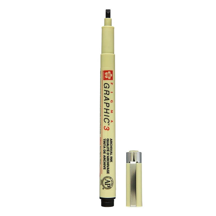 Sakura Pigma Graphic Pen 3 Zwart - Beitelpunt 3 mm