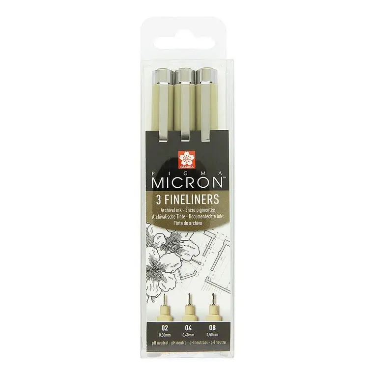 Sakura Pigma Micron Fineliner Set Zwart 3 Stuks