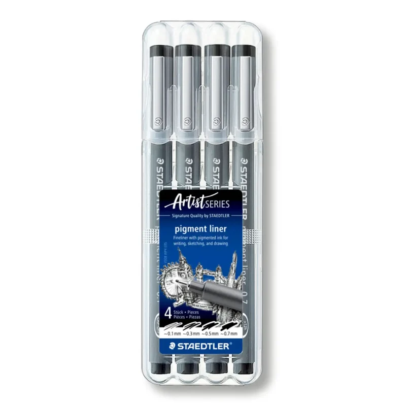 Staedtler Pigment Liner Fineliner Set Zwart 4 Stuks