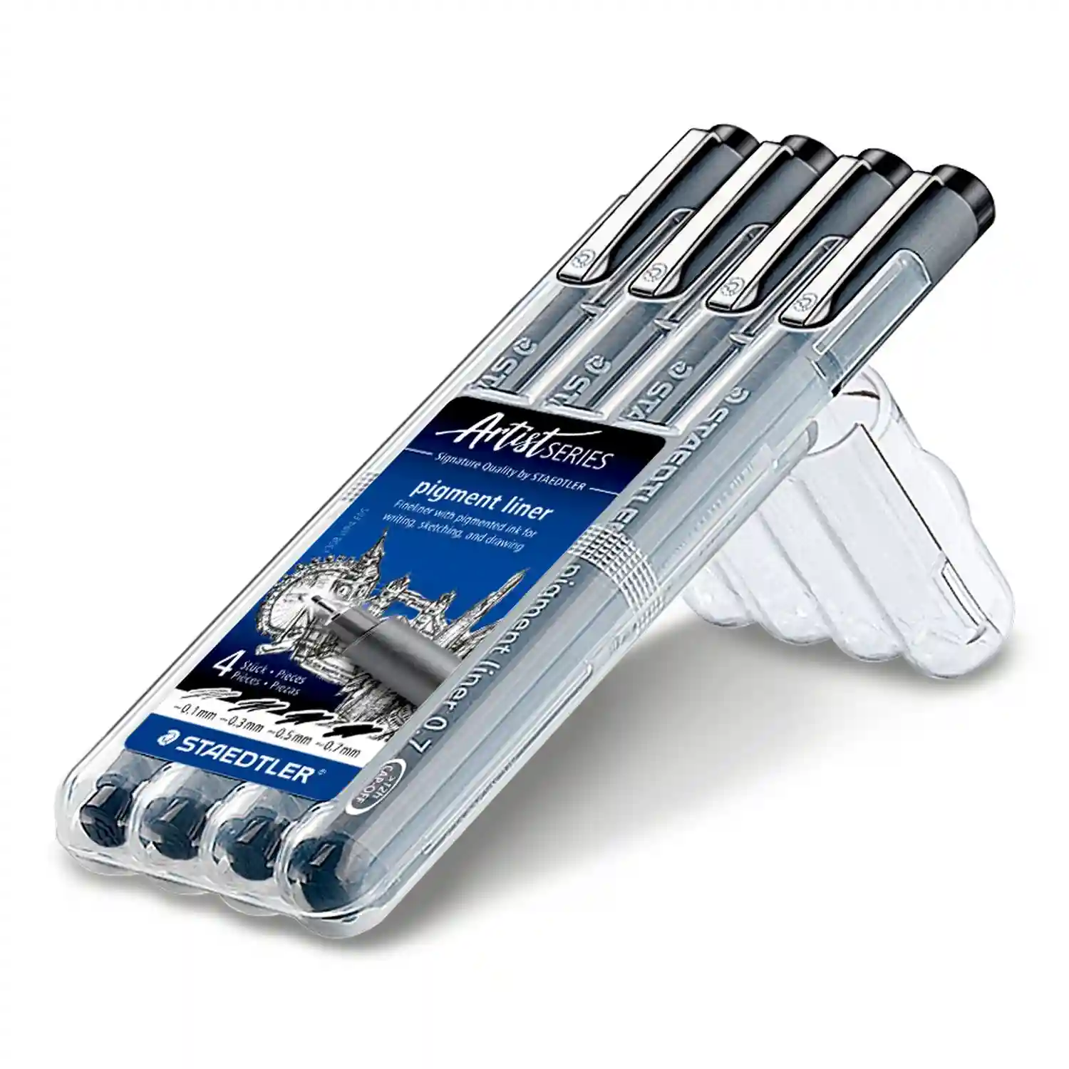 Staedtler Pigment Liner Fineliner Set Zwart 4 Stuks