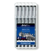 Staedtler Pigment Liner Fineliner Set Zwart 6 Stuks