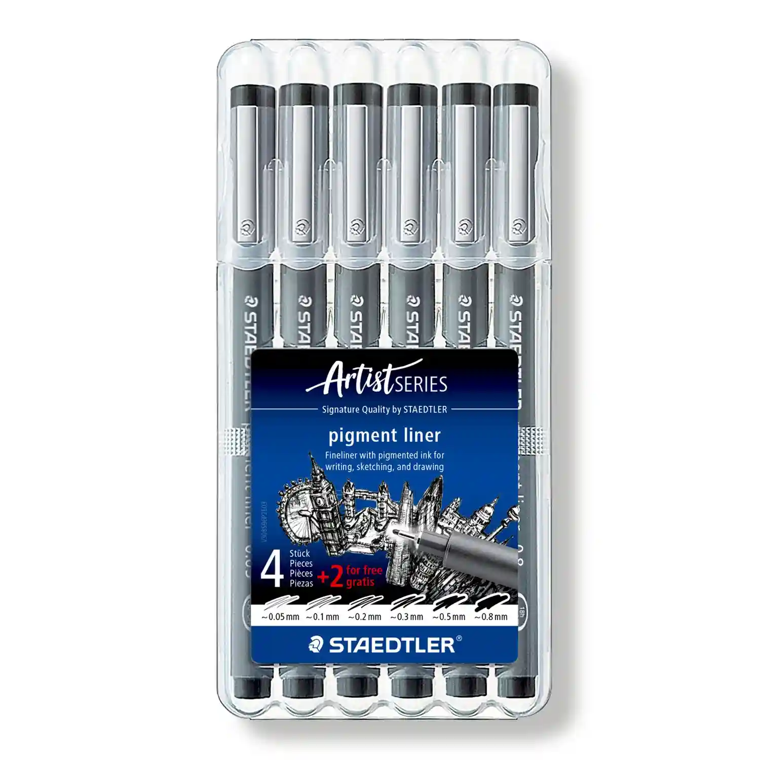 Staedtler Pigment Liner Fineliner Set Zwart 6 Stuks
